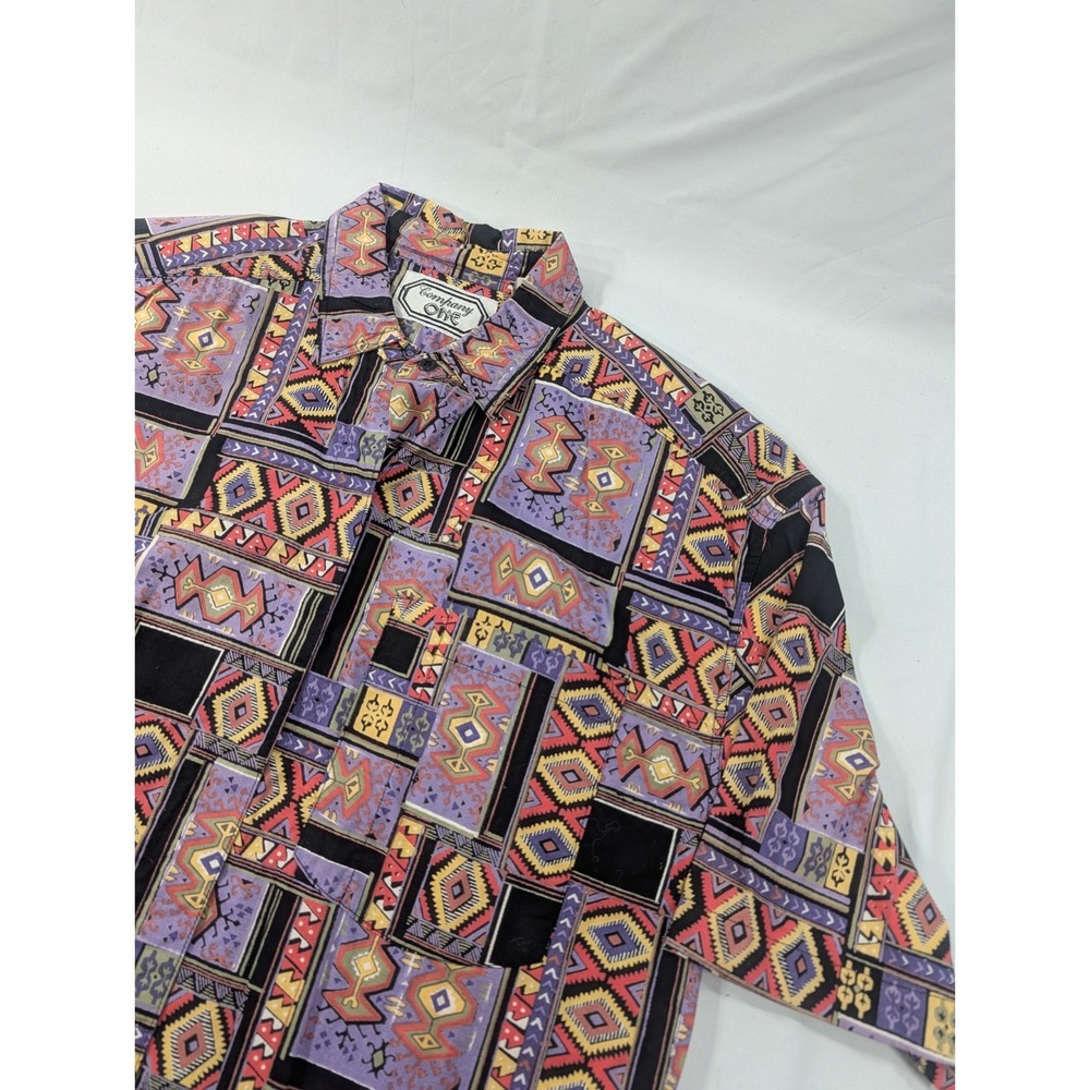 Vintage Company One Women's Top Size Medium Southwest Print Shoulder Pads